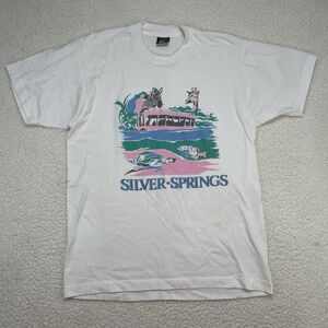 Vintage Florida Silver Springs Animal Safari Boat T Shirt Sz Large Single Stitch